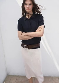 Short-sleeved polo-neck sweater