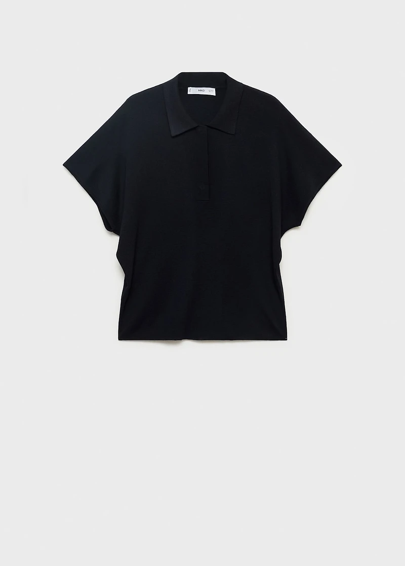 Short-sleeved polo-neck sweater