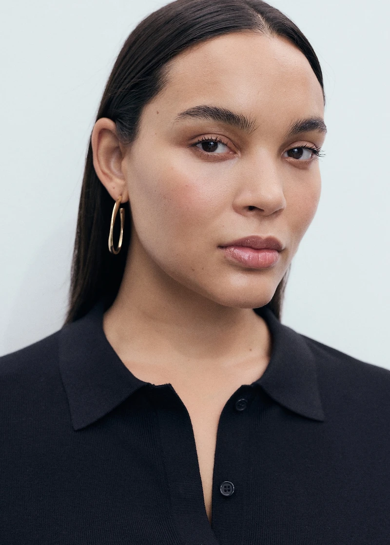 Short-sleeved polo-neck sweater