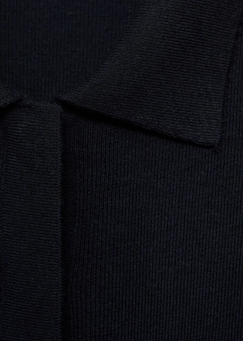 Short-sleeved polo-neck sweater