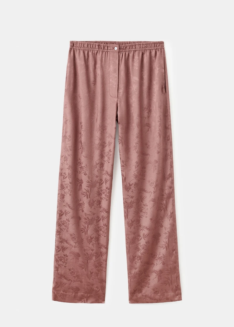 Jacquard satin pajama pants