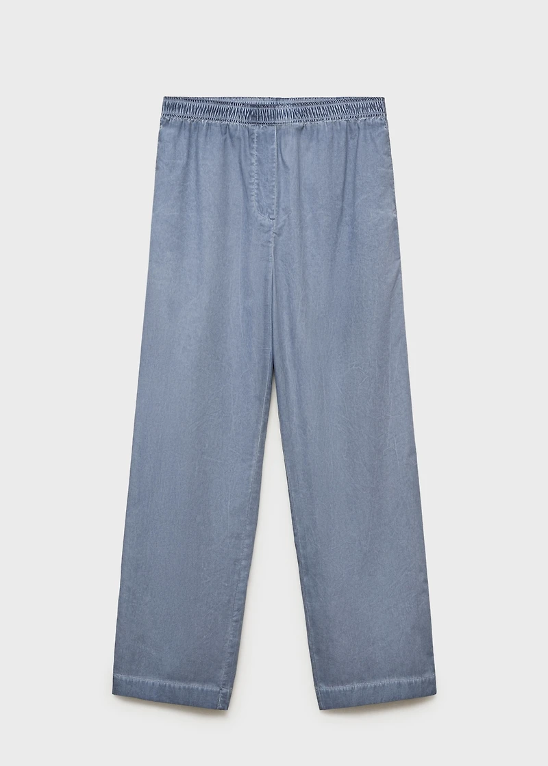 Garment-dyed cotton long pants