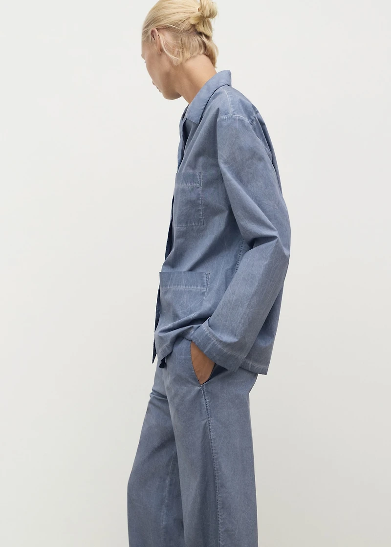 Garment-dyed cotton long pants