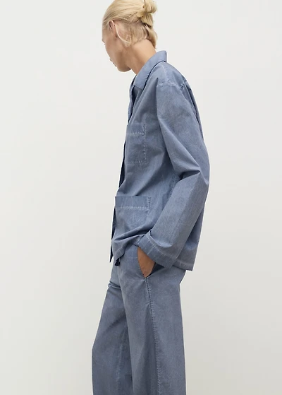 Garment-dyed cotton long pants