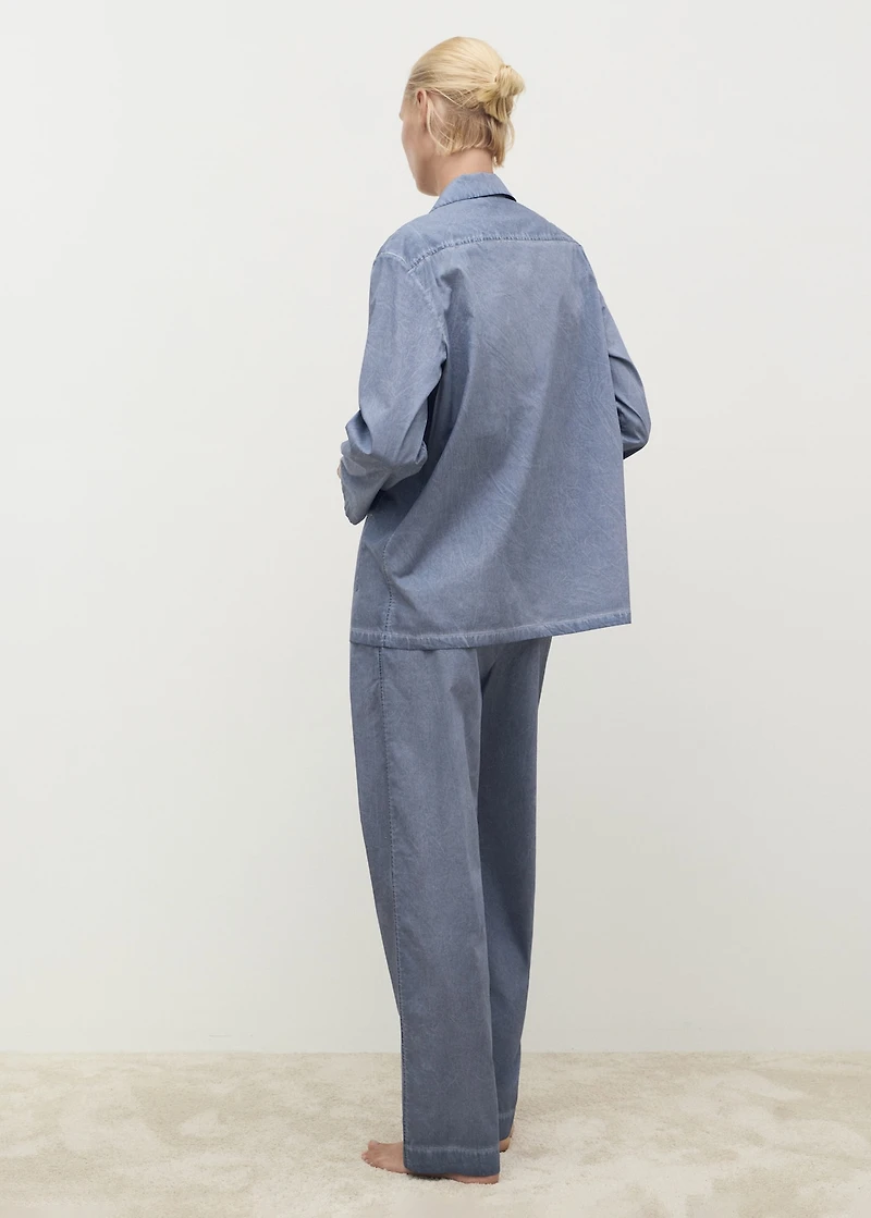 Garment-dyed cotton long pants