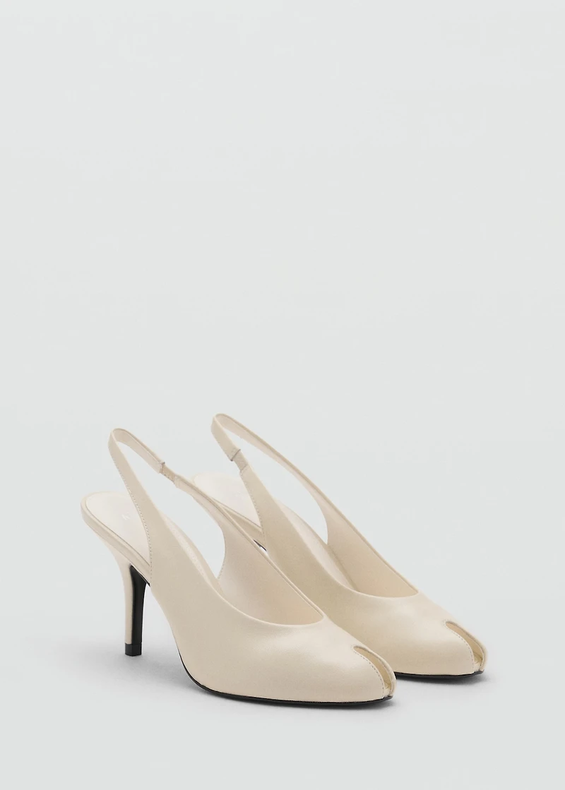 Leather peep-toe high-heeled shoes