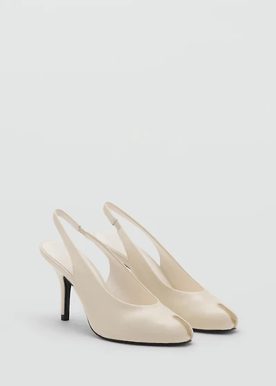 Leather peep-toe high-heeled shoes