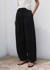 Pleated wide leg trousers