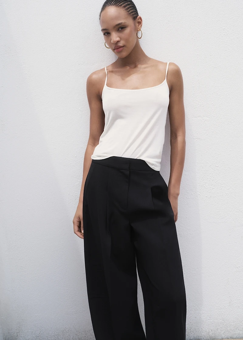 Pleated wide leg trousers