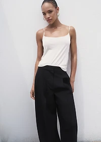 Pleated wide leg trousers