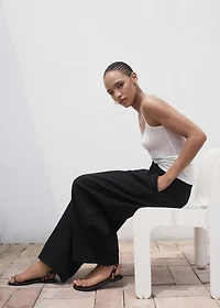 Pleated wide leg trousers