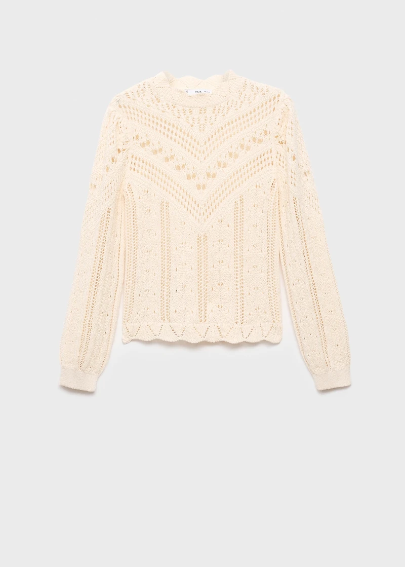 Knitted sweater with lace accents