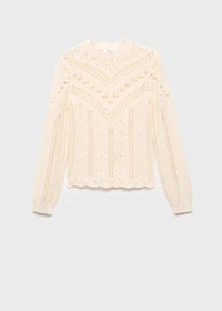 Knitted sweater with lace accents