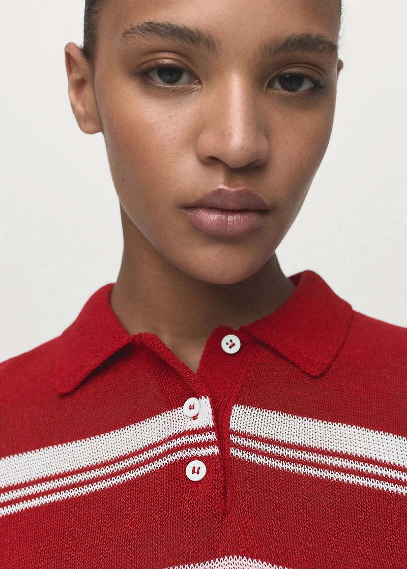 Striped polo-neck sweater