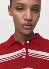 Striped polo-neck sweater