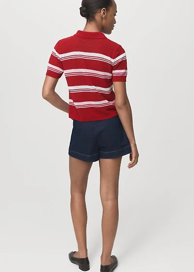 Striped polo-neck sweater