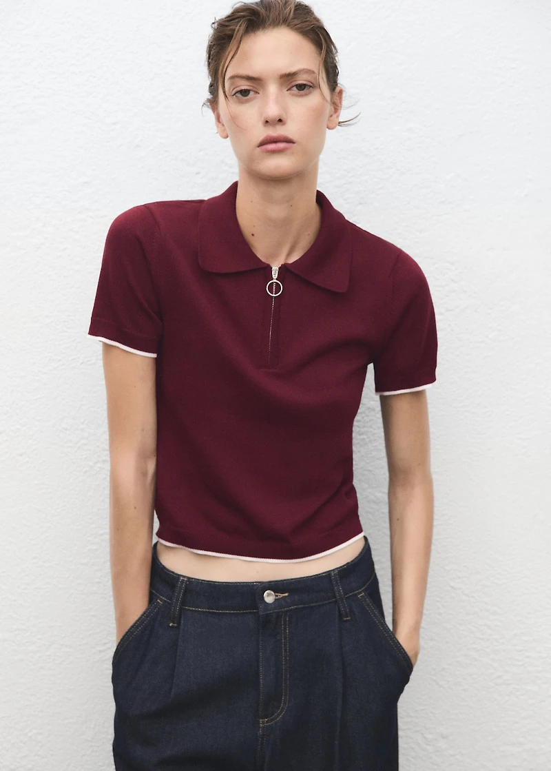 Polo-neck sweater with zipper