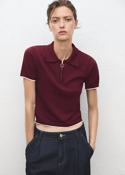 Polo-neck sweater with zipper