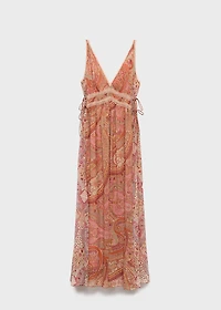 Paisley-print dress with lace trim