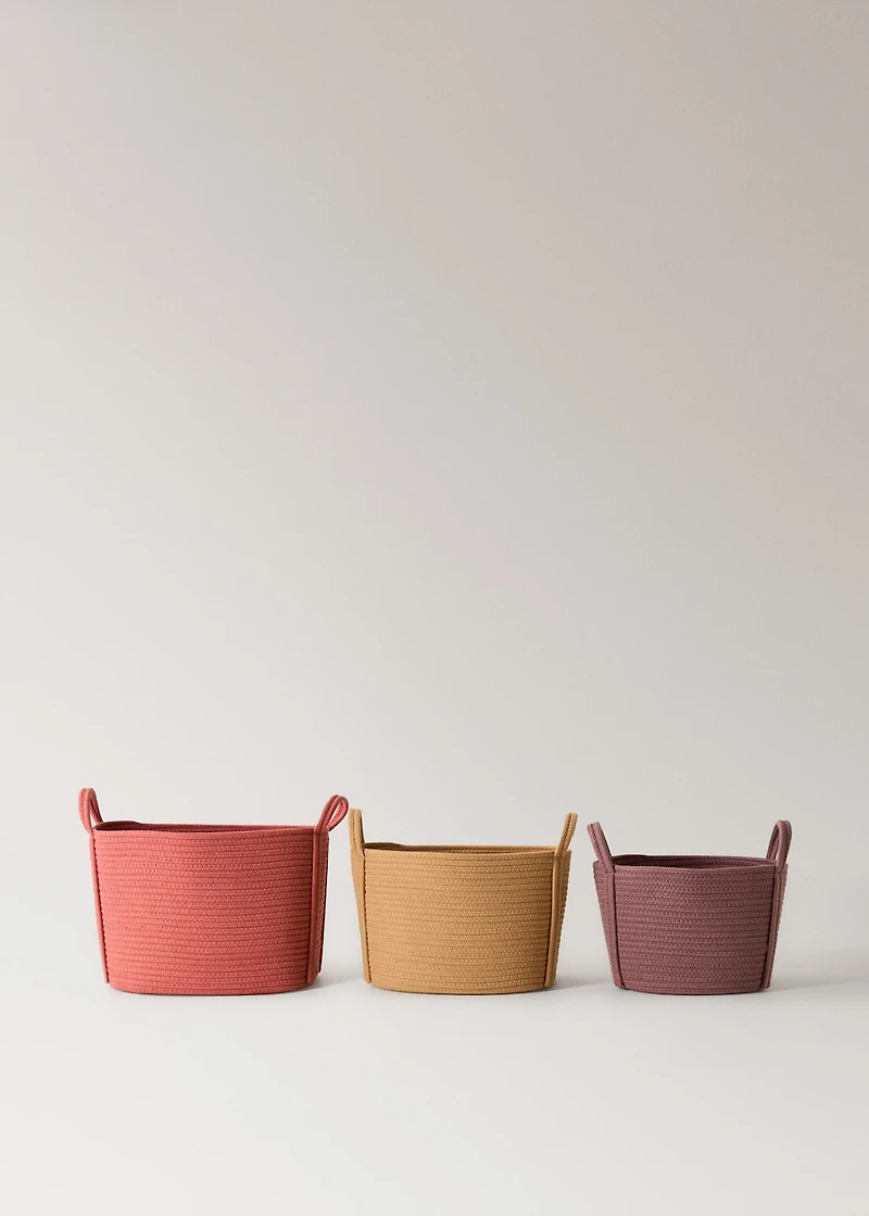 Large children's cotton basket with handles