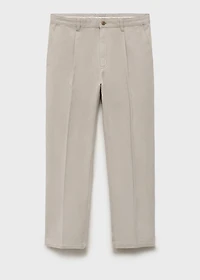 Cotton and lyocell straight-leg pleated pants