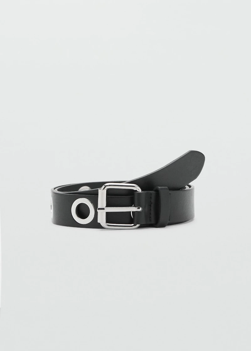 Belt with metal eyelets