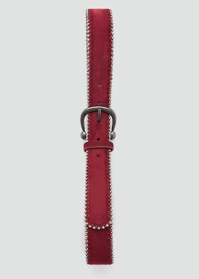 Suede belt with metal balls