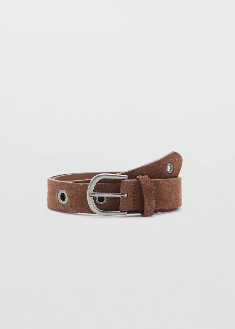 Belt with metal eyelets