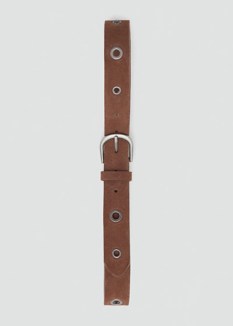 Belt with metal eyelets