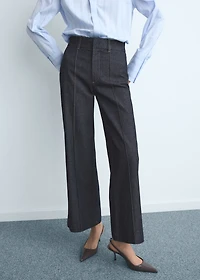 High-waisted culotte jeans with stitching