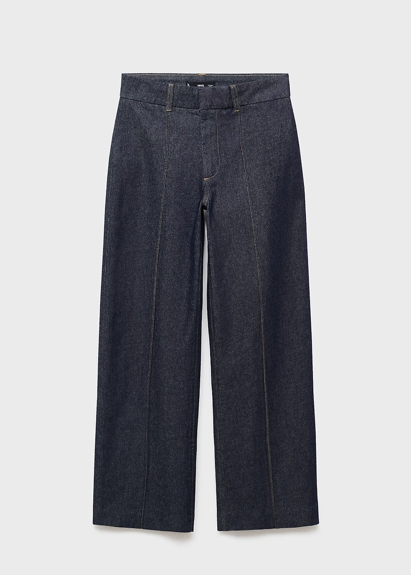High-waisted culotte jeans with stitching