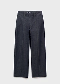 High-waisted culotte jeans with stitching