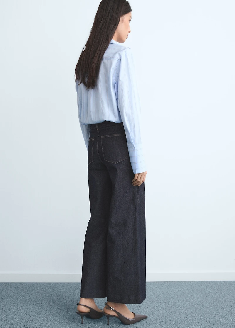 High-waisted culotte jeans with stitching