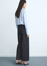 High-waisted culotte jeans with stitching