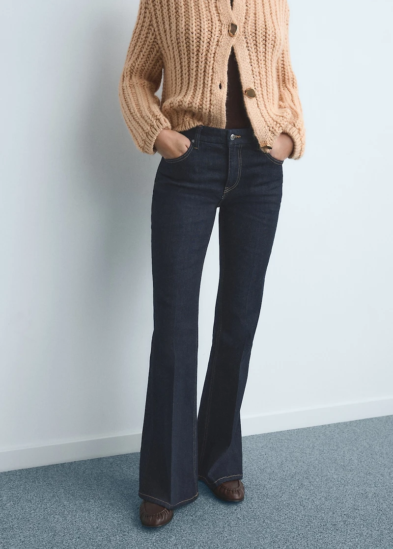 Violet flared high-rise jeans