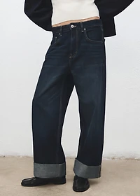 Wide-leg jeans with turn-up hem