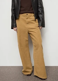 Wide-leg low-rise corduroy jeans