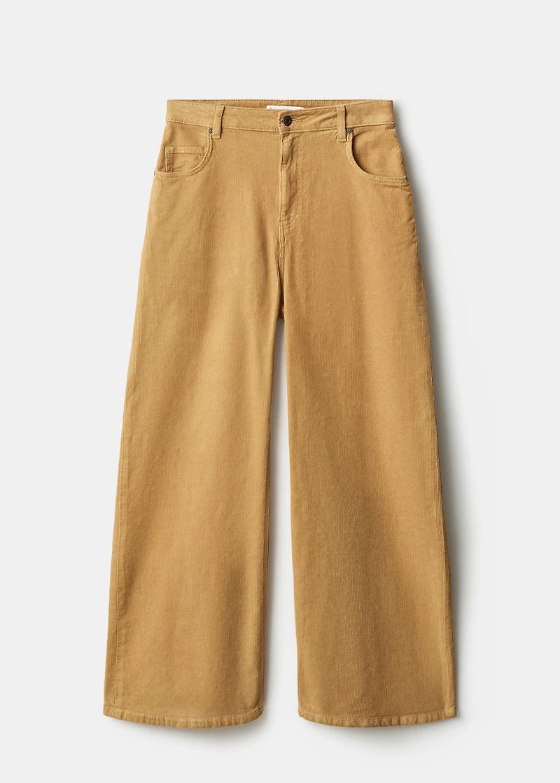 Wide-leg low-rise corduroy jeans