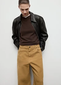 Wide-leg low-rise corduroy jeans