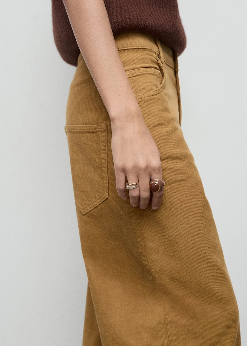 Wide-leg low-rise corduroy jeans