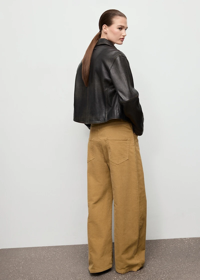 Wide-leg low-rise corduroy jeans