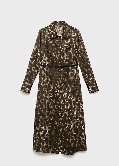 Printed shirt dress with belt