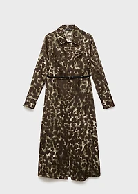 Printed shirt dress with belt