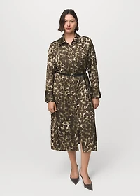 Printed shirt dress with belt