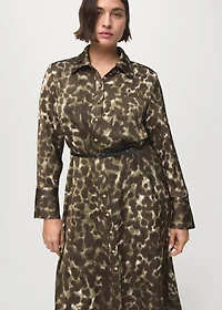 Printed shirt dress with belt