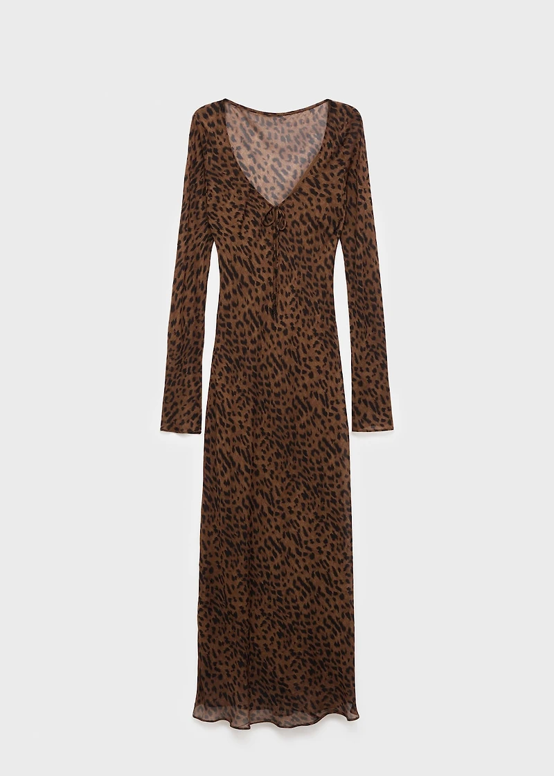 Long-sleeved leopard-print dress