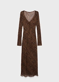 Long-sleeved leopard-print dress