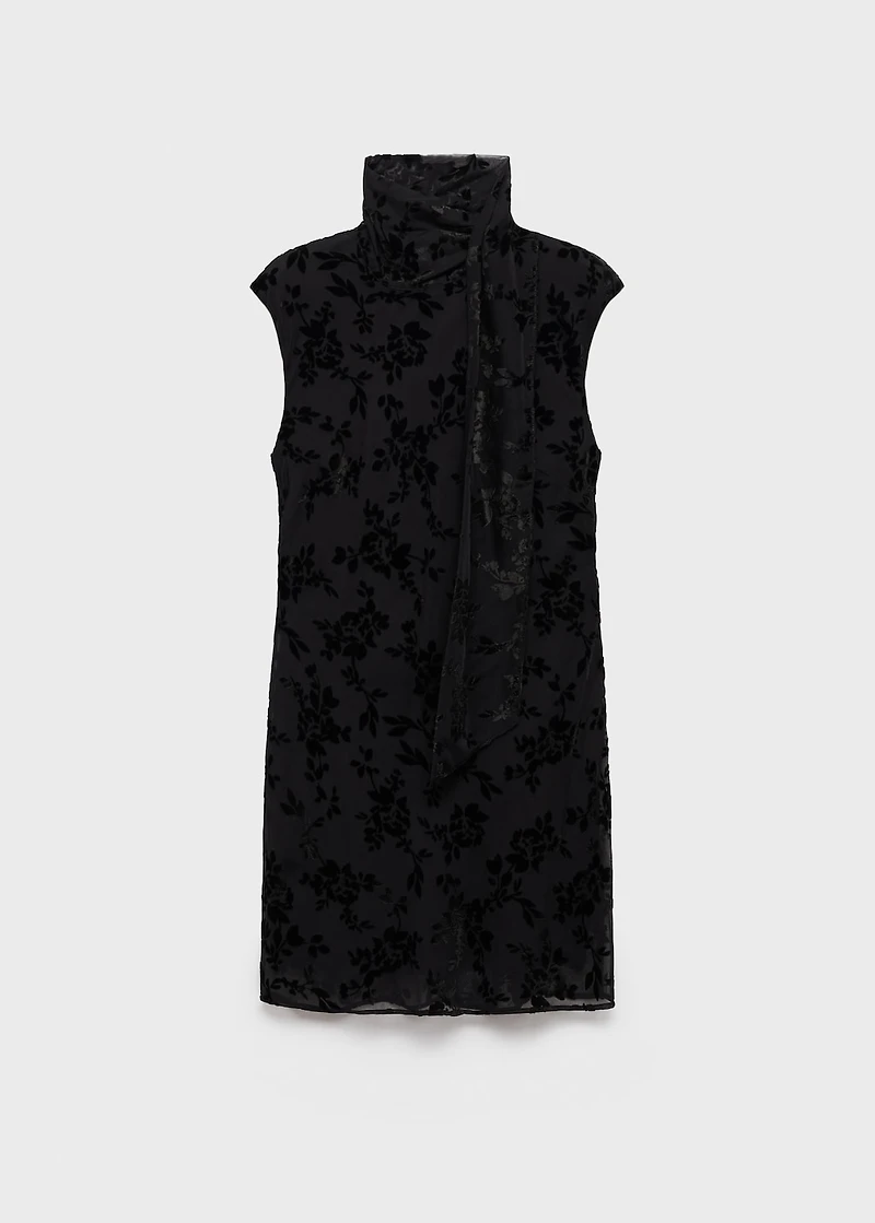 Floral jacquard foulard dress