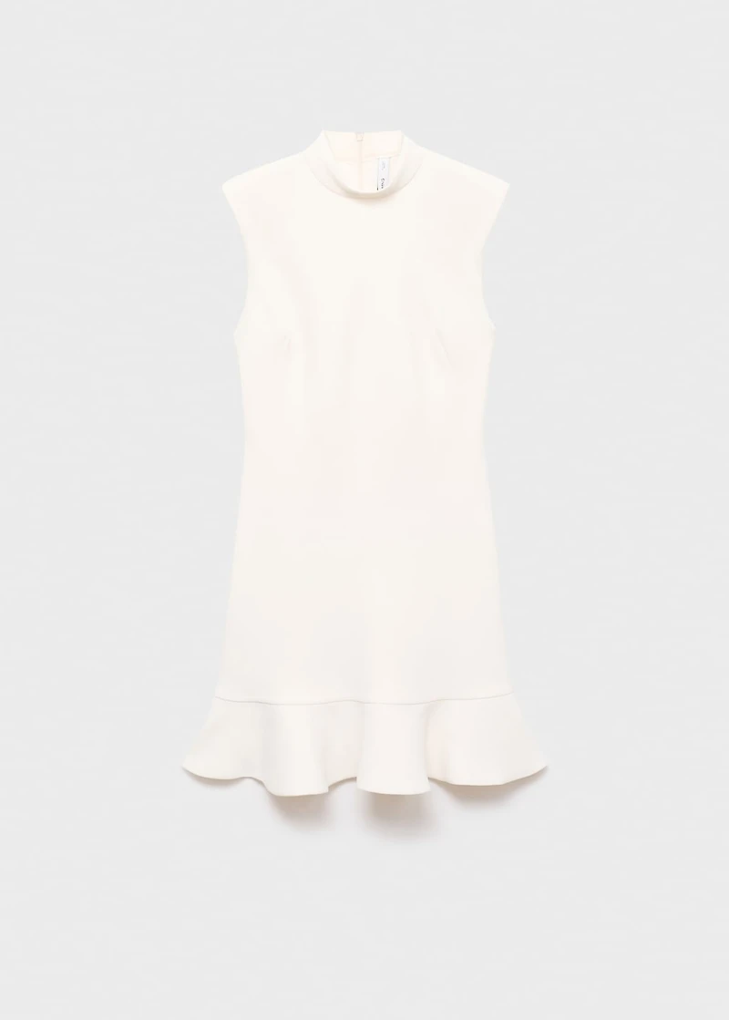 High-neck dress with ruffle