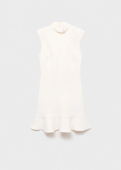 High-neck dress with ruffle